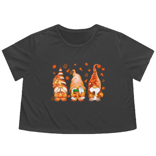 It's Fall Y'all Cute Gnomes Pumpkin Autumn Fall Flowy Cropped Tees