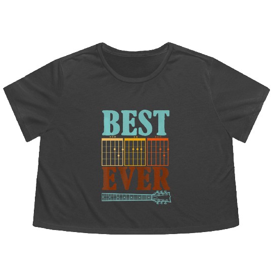 Best Dad Ever Musician Guitarist Musical Flowy Cropped Tees
