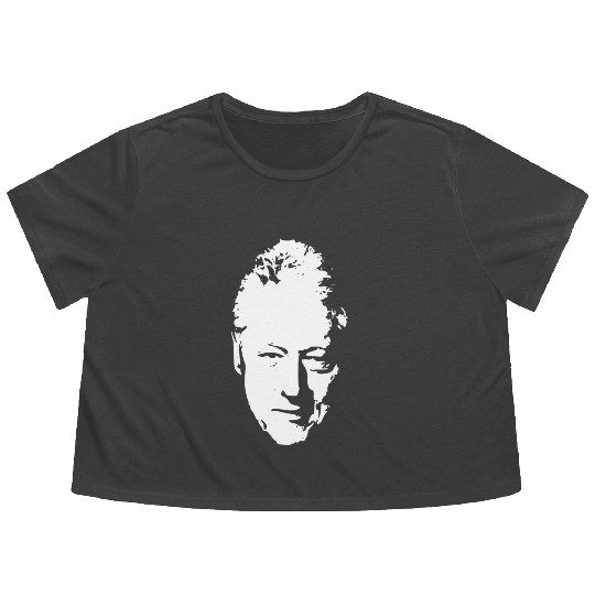 Bill Clinton White On Black Pop Art Flowy Cropped Tees