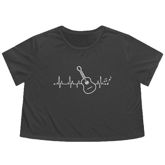 Acoustic Guitar Heartbeat Heartbeat Guitar Player Flowy Cropped Tees