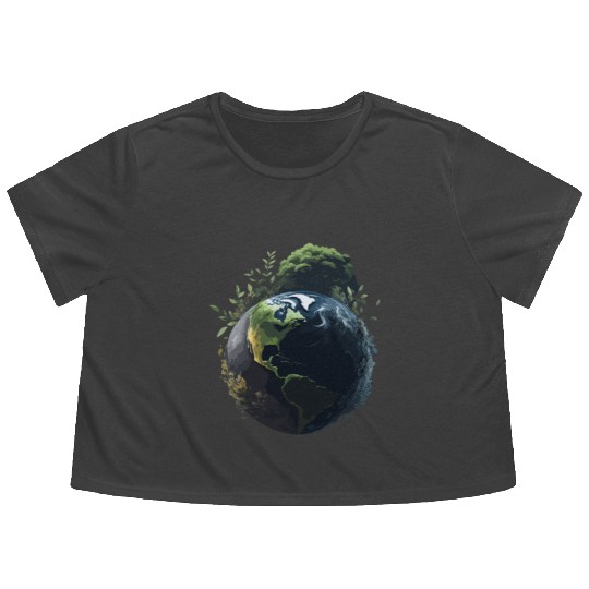 Save Earth Day World Environment Day Inspirational Flowy Cropped Tees