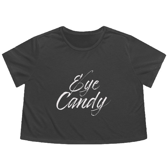 eye candy white Flowy Cropped Tees