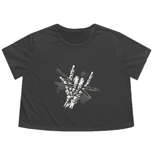 eleton Hand With Drumstic Drummer Flowy Cropped Tees