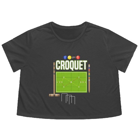 Croquet Player Garden Croquet Golf Sport Flowy Cropped Tees