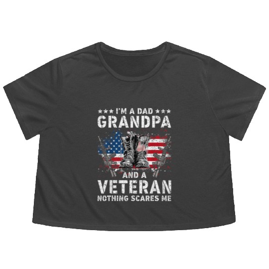 I Am A Dad A Pawpaw And A Veteran T Fathers Day Flowy Cropped Tees
