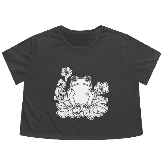 Frog Amphibian Toad Flowy Cropped Tees