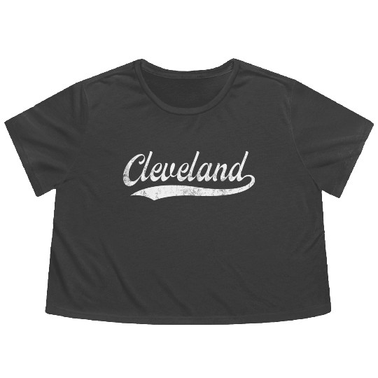 Vintage Cleveland Ohio Distressed Flowy Cropped Tees