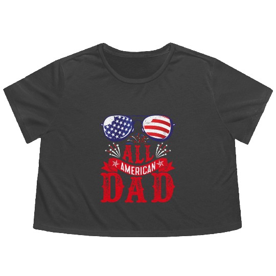 All American Dad America Pride US Patriot Flowy Cropped Tees