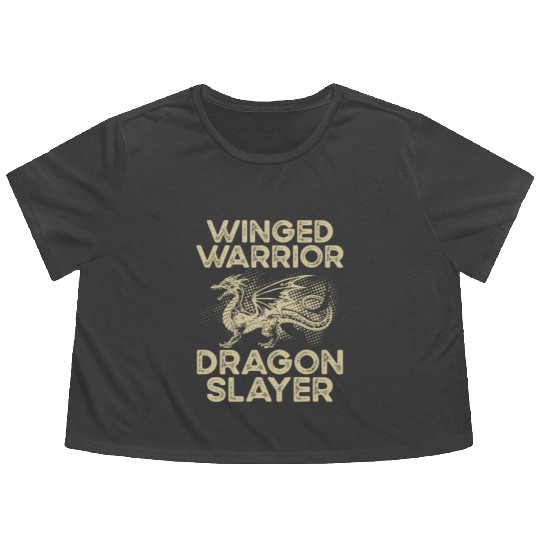 Winged warrior dragon slayer Flowy Cropped Tees