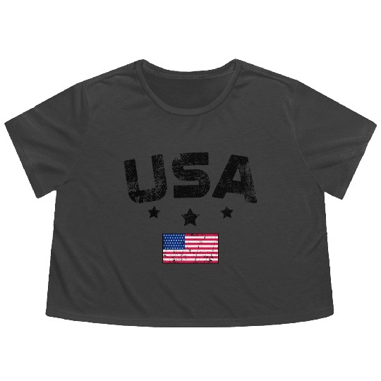 Father's day Best dad ever with US american flag Flowy Cropped Tees