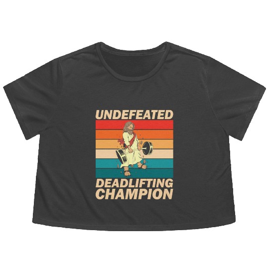 Jesus The Ultimate Deadlifter Vintage Gym Flowy Cropped Tees