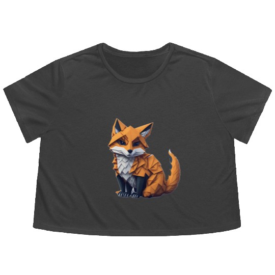 Tangram Fox Flowy Cropped Tees