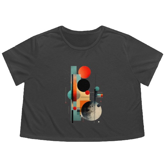 Abstract Circles and Squares Flowy Cropped Tees