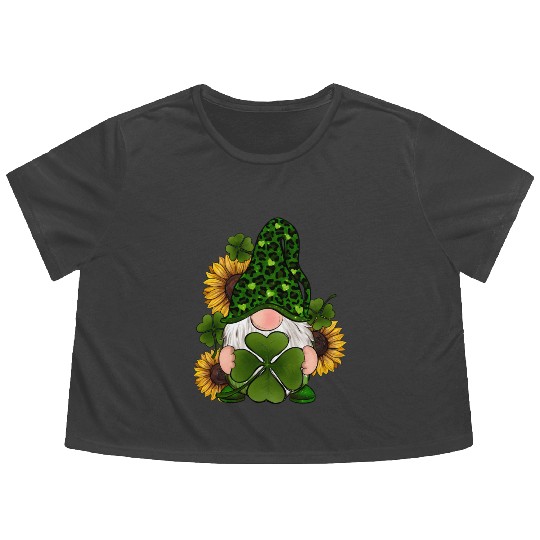 Leopard Love Gnomes Shamrock Irish Lucky St Flowy Cropped Tees