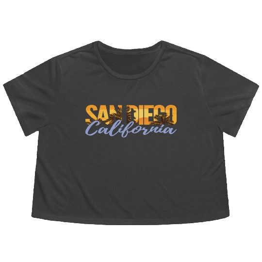 San Diego California Beach Vacation Flowy Cropped Tees
