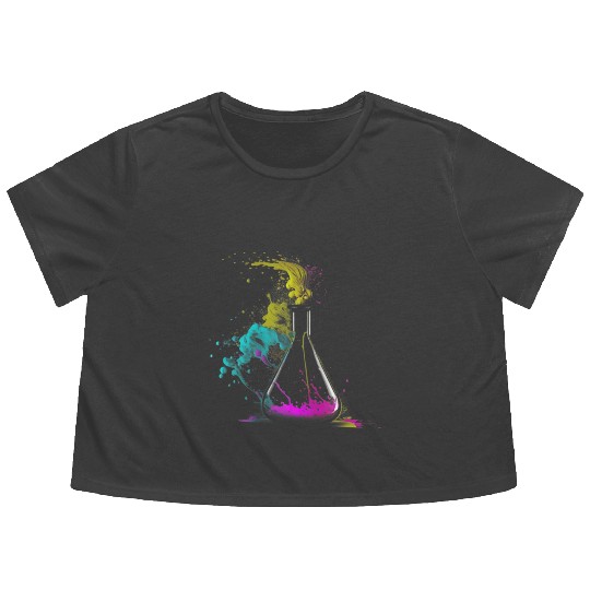 Chemist splash art tube retro chemistry laboratory Flowy Cropped Tees