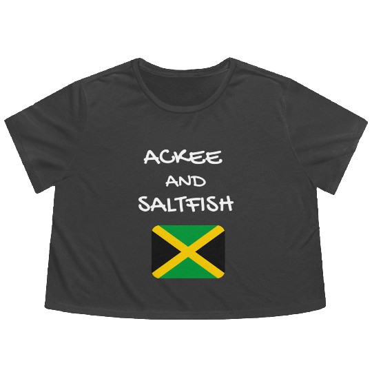 Ackee And Saltfish Jamaica Jamaican Flag Food Flowy Cropped Tees