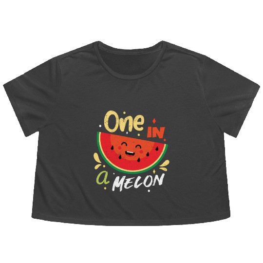One In A Melon Watermelon Fruitarian Summer Fruit Flowy Cropped Tees