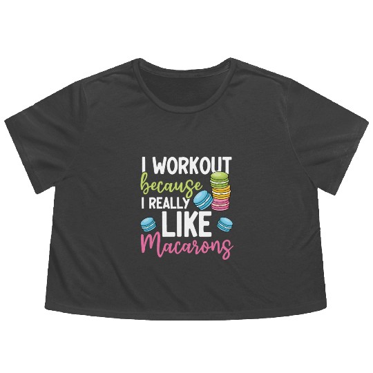 Funny Macaron Workout Ice Cream Sandwich Macaron Flowy Cropped Tees