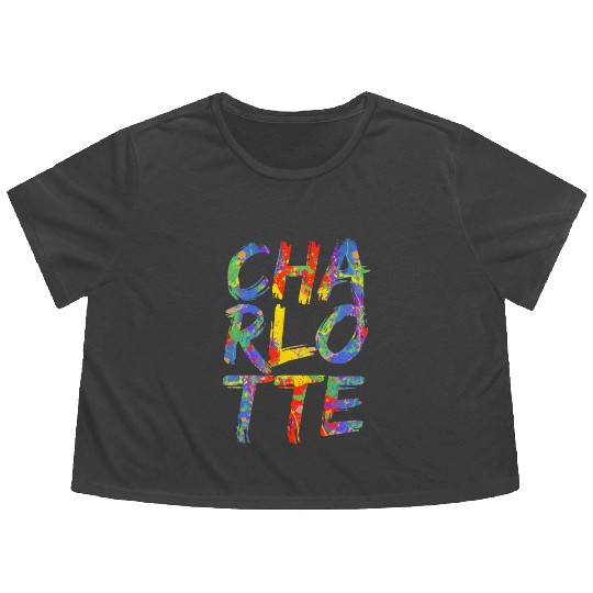 Charlotte Artwork Colorful Rainbow Carolina Flowy Cropped Tees