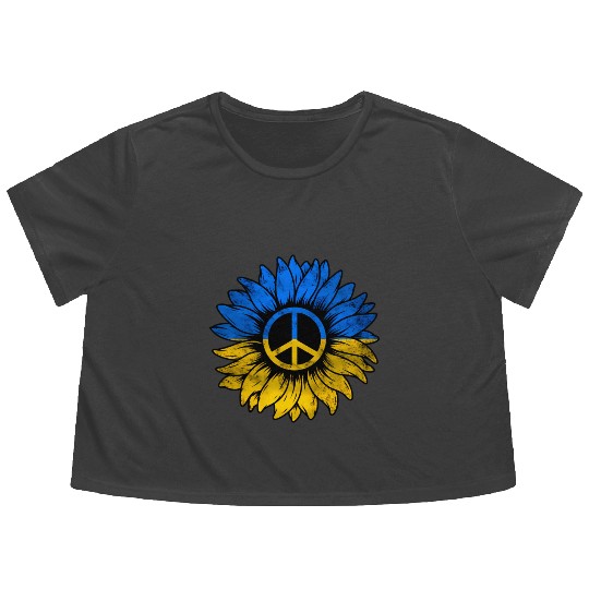Ukrainian Flag Ukraine Flag Sunflower Flowy Cropped Tees