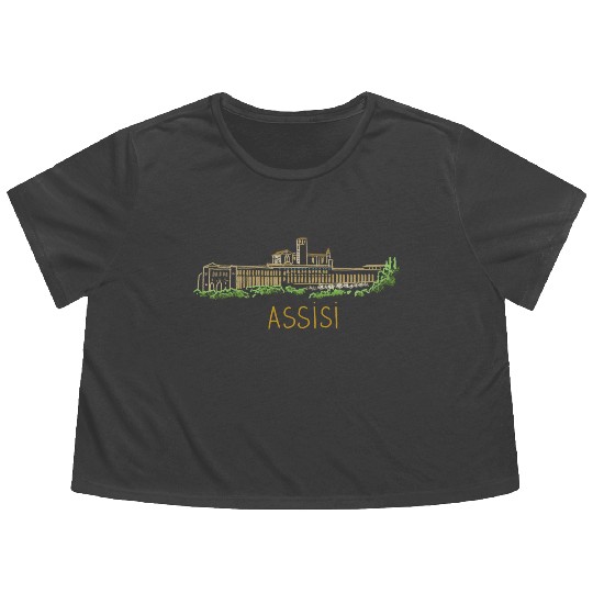 Assisi City Italy Souvenir For Flowy Cropped Tees