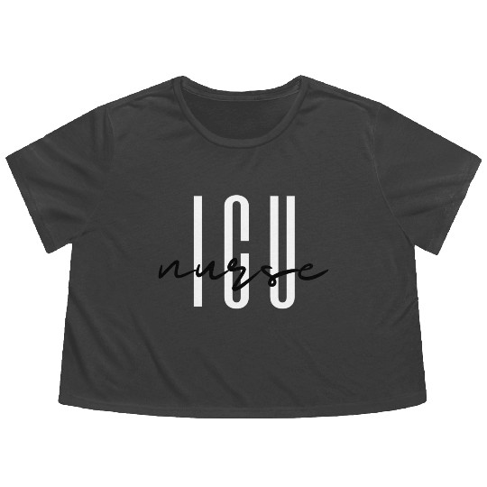 Icu Nurse Intensive Care Unit Registered Nurse Flowy Cropped Tees