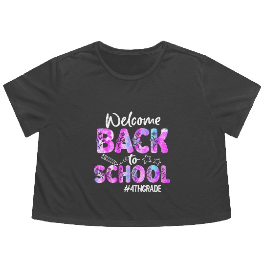 Welcome Back To School 4th Grade Back To School Flowy Cropped Tees