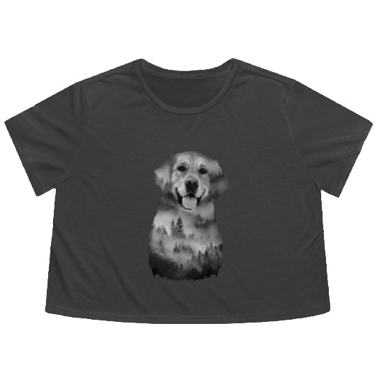 Dog Illustration Golden Retriever Dog Owner Dog Flowy Cropped Tees