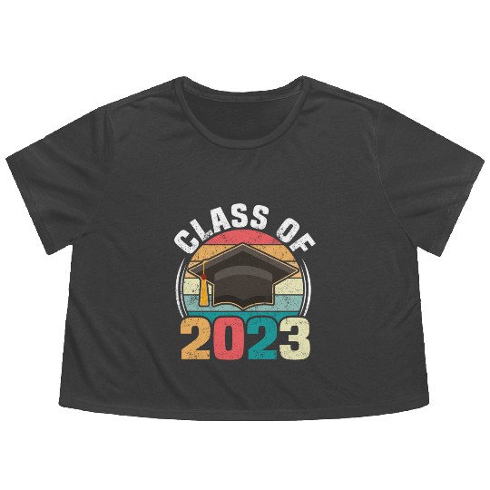 Senior Graduation Class Of 2023 Senior 23 Flowy Cropped Tees
