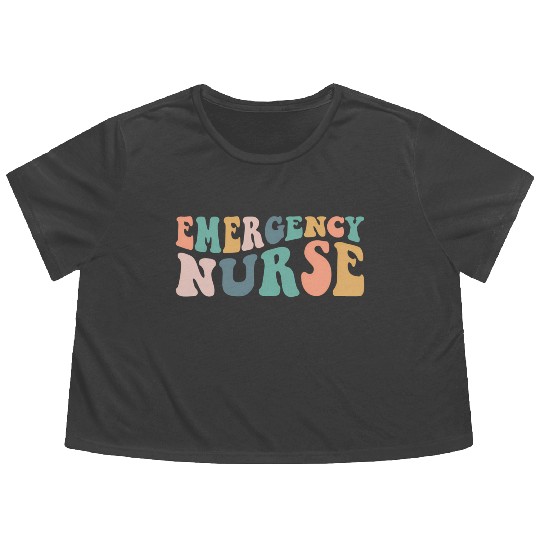 Groovy Er Nurse Emergency Room Nurse School Wo Flowy Cropped Tees