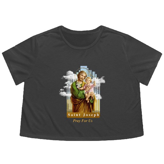 Saint Joseph Catholic Church St Joseph With Infant Flowy Cropped Tees