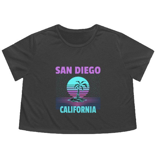 San Diego Vacation - Palm Tree Flowy Cropped Tees