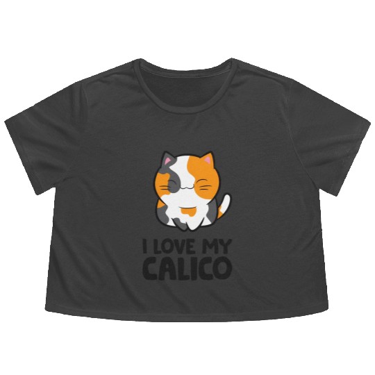 Calico Cat Owner I Love My Calico Flowy Cropped Tees