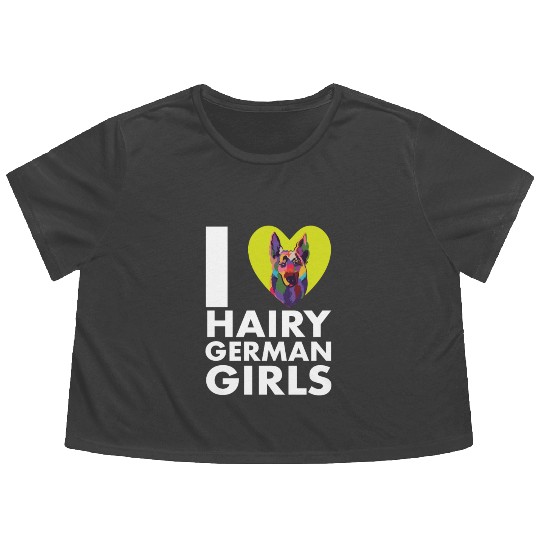 Funny German Shepherd Mom Dad I Love Hairy German Flowy Cropped Tees
