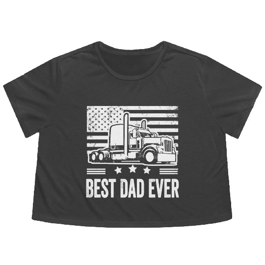 Best dad ever trucks Fathers Day Gifts Dad Flowy Cropped Tees