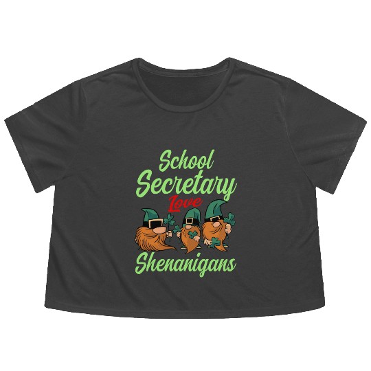School Secretary St. Patrick's Day Flowy Cropped Tees