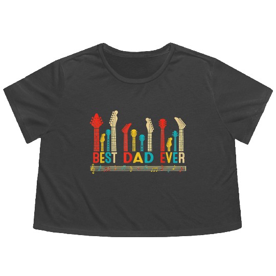 Best Dad Ever Daddy Guitar Vintage Guitar Fathers Flowy Cropped Tees