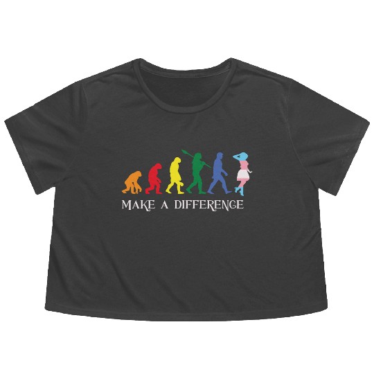 Gay Pride LGBT Human Evolution Gay Flowy Cropped Tees