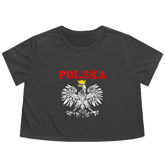 Pola Polish Eagle Poland Flag Polish Pride Pola Po Flowy Cropped Tees