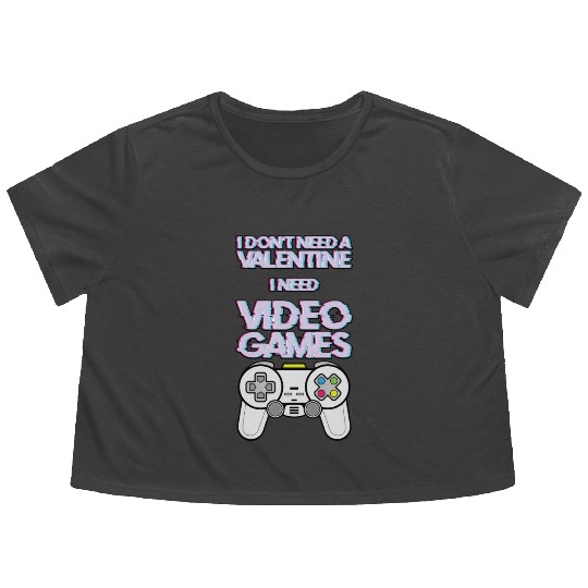 Valentine s Day Video Game Lover Flowy Cropped Tees