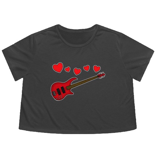 Valentines Bass Guitar Bassist Wedding Musician Flowy Cropped Tees