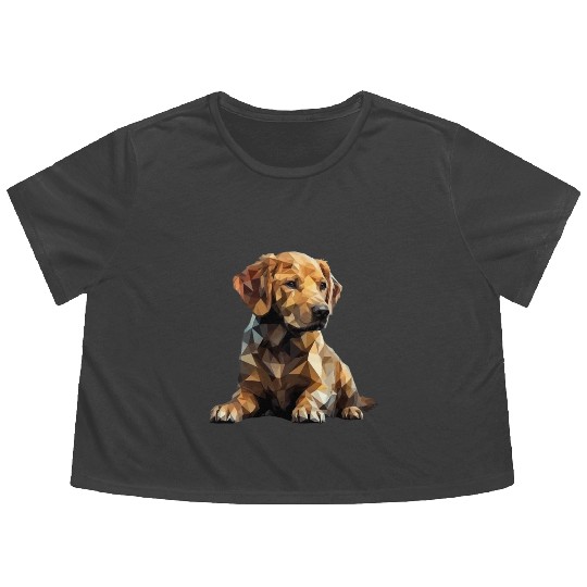 Golden Retriever Puppy Dog Flowy Cropped Tees