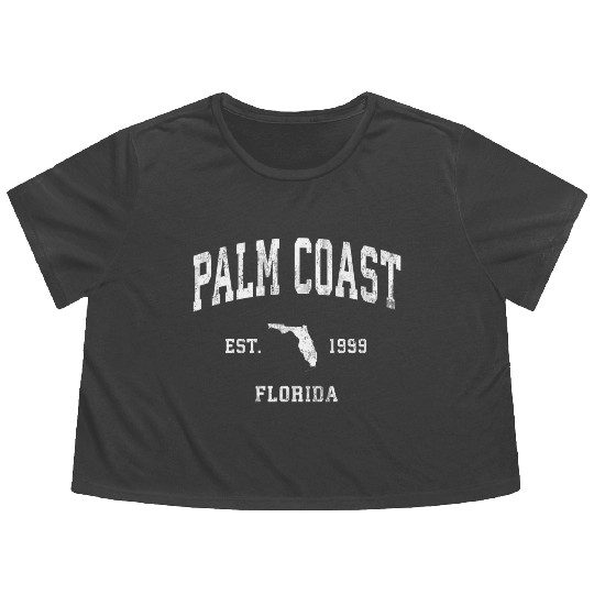 Palm Coast Florida Fl Vintage Athletic Flowy Cropped Tees