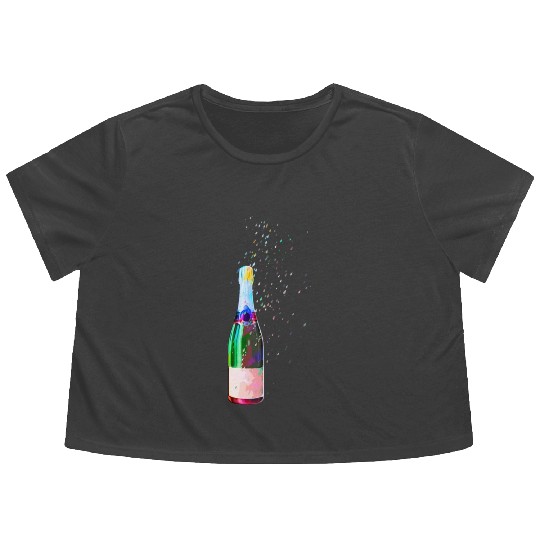 Champagne Bottle Sparks Flowy Cropped Tees