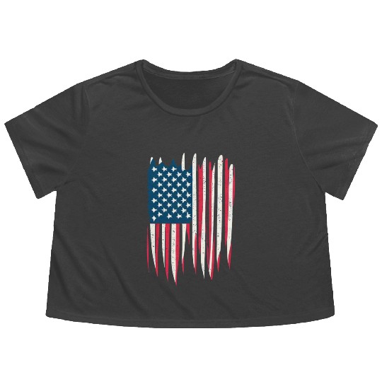 AMERICAN FLAG INDEPENDENCE DAY FREEDOM DREAM USA Flowy Cropped Tees
