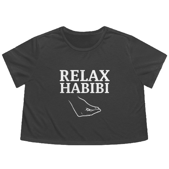 Relax Habibi Funny Inspirational Arabic Word Flowy Cropped Tees