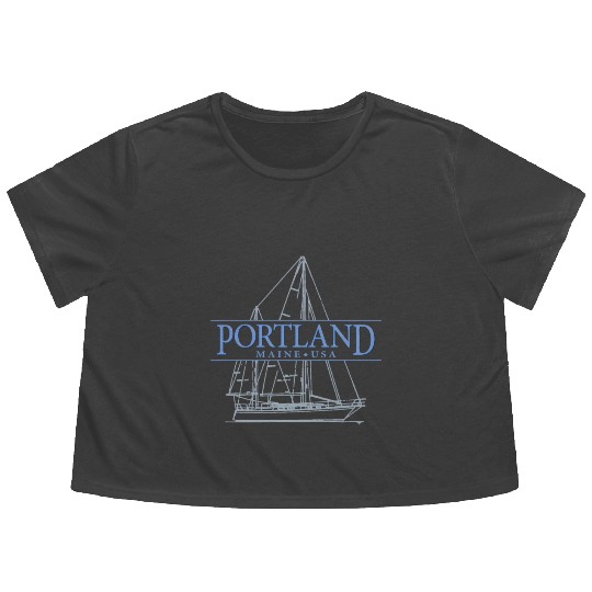 Portland Maine Sailing Flowy Cropped Tees