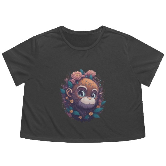 Monkey lovers gift - monkey painting Flowy Cropped Tees