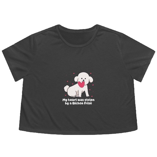 My Heart Was Stolen By A Bichon Frise Flowy Cropped Tees